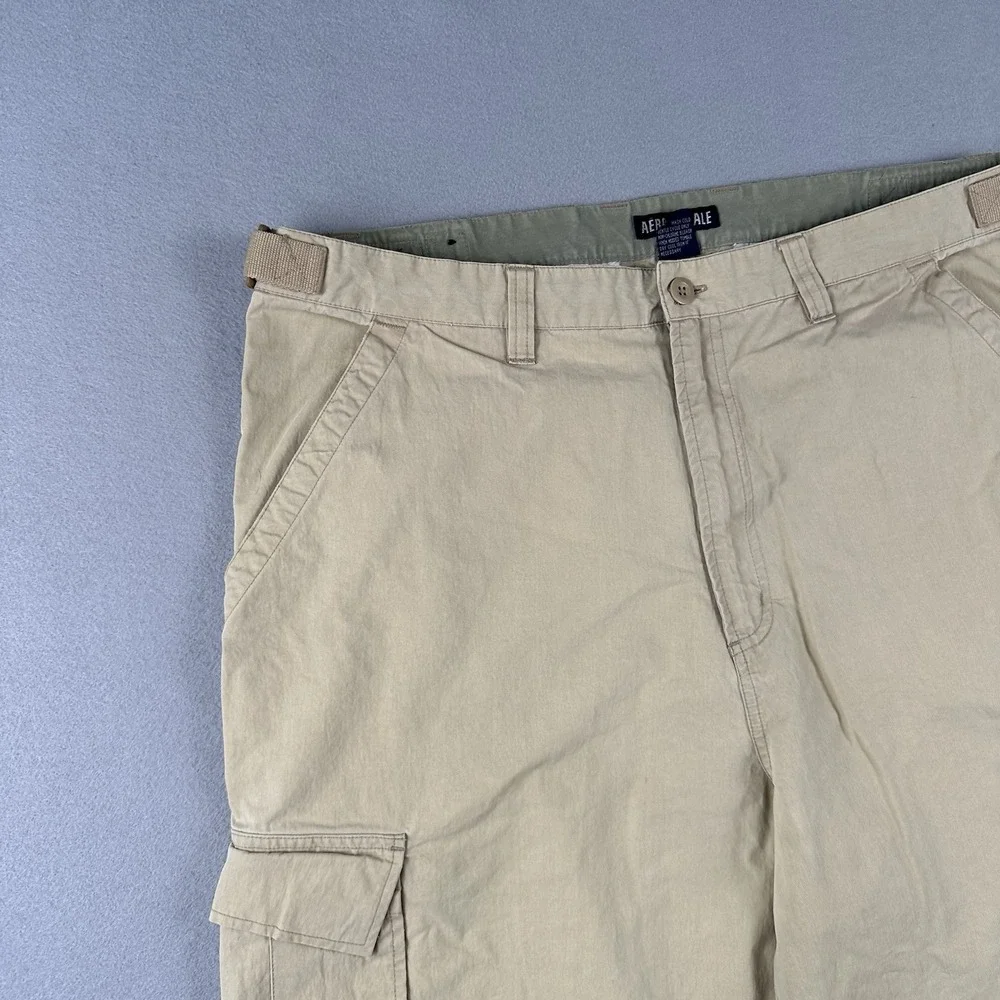 Y2K Aeropostale Baggy Cargo Pants Men's Large Beige Convertible Zip Off Wide Leg - Picture 6 of 16